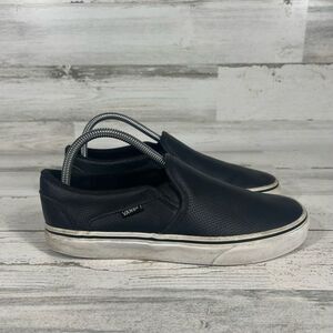 Vans Women's Perforated Classic‎ Slip On Leather Sneakers Black Size 8.5